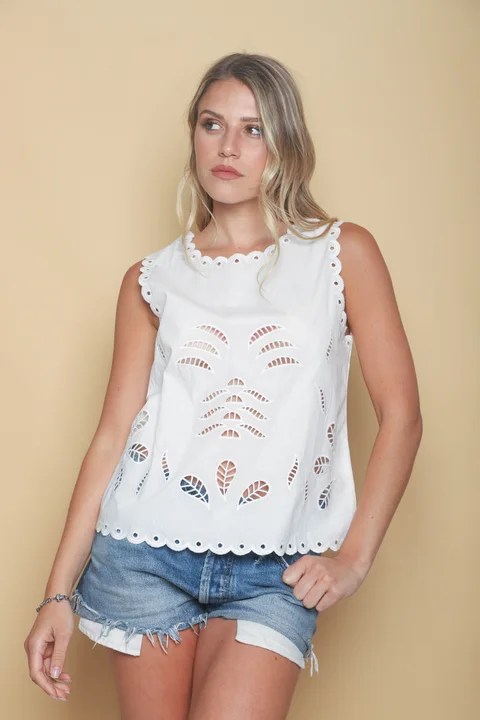 Musculosa MAJO Broderie c/bordado y calada GUK70149