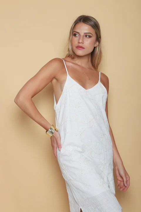 Vestido KALSY lino c/bordado GUK70142-9