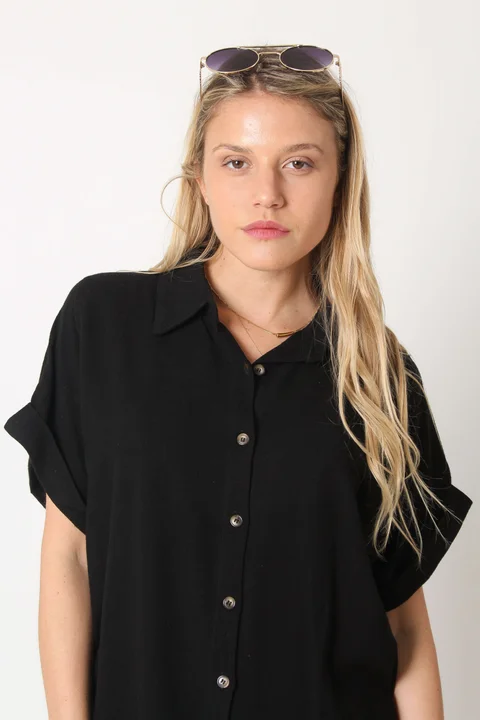 Camisa CANNES Lino Oversize Manga Corta GUC48