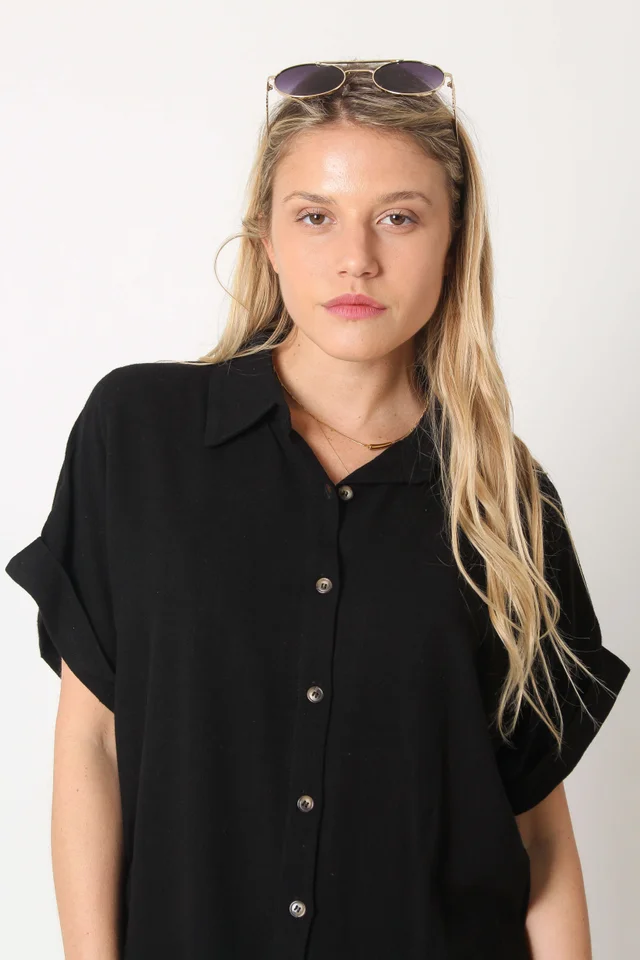 Camisa CANNES Lino Oversize Manga Corta GUC48