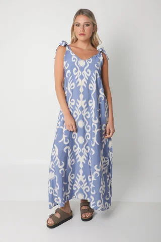 Vestido NISSI BULGARO AMPLIO de creppe c/ Tiras y Bolsillos - Vista 3