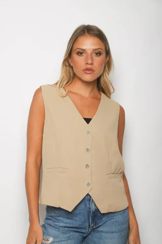 Chaleco ZIZI Sastrero con Botones Brillo GUP33023 - Vista 3