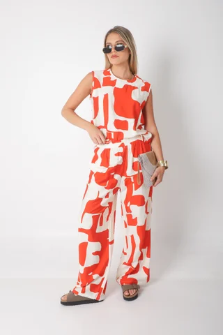 Conjunto CARMESI LINO estampado GUK70150-1/GUK70150 - Vista 6