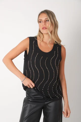 Musculosa AMALFI de gasa c/piedras GUK70126 - Vista 4