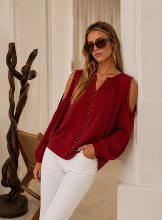 Blusa GAMBER SATEN C/ Hombro Descubierto y Tachas GU0341 - Vista 5