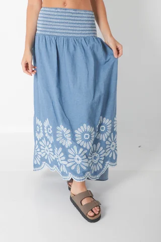 Pollera AMORIM JEAN Bordada GU0557 - Vista 4