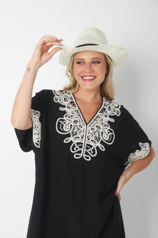 Vestido Tunica PARU de Lino Bordado GU2527 - Vista 4