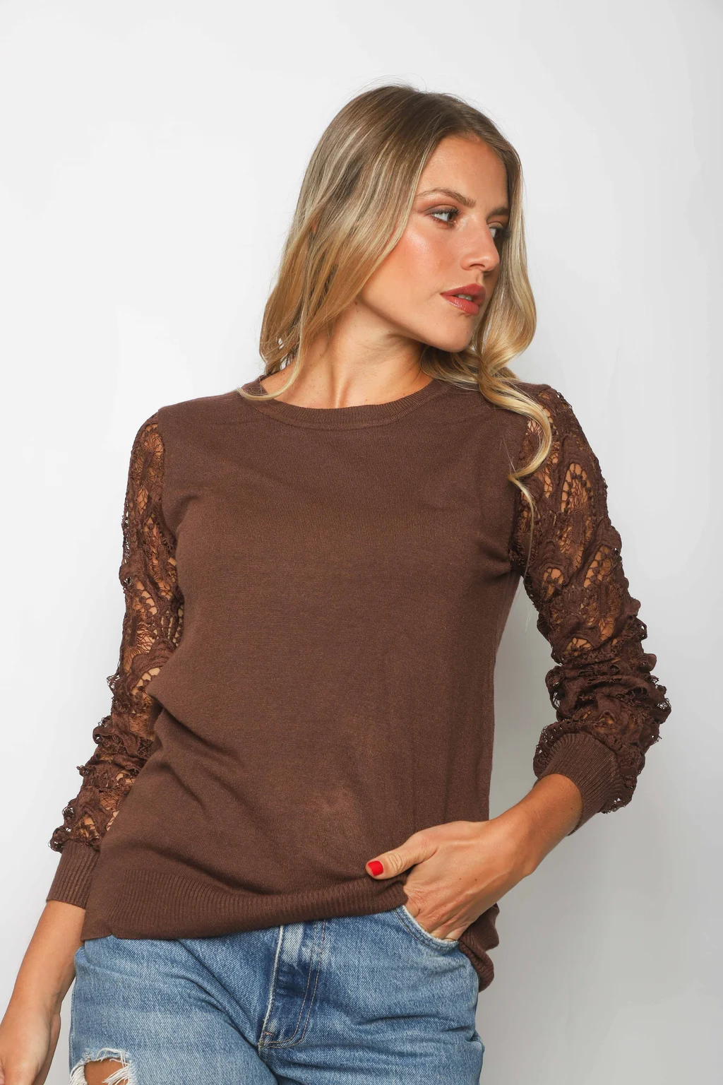 Sweater MELROUSE Bremer c/ Guipiur en mangas GUL600