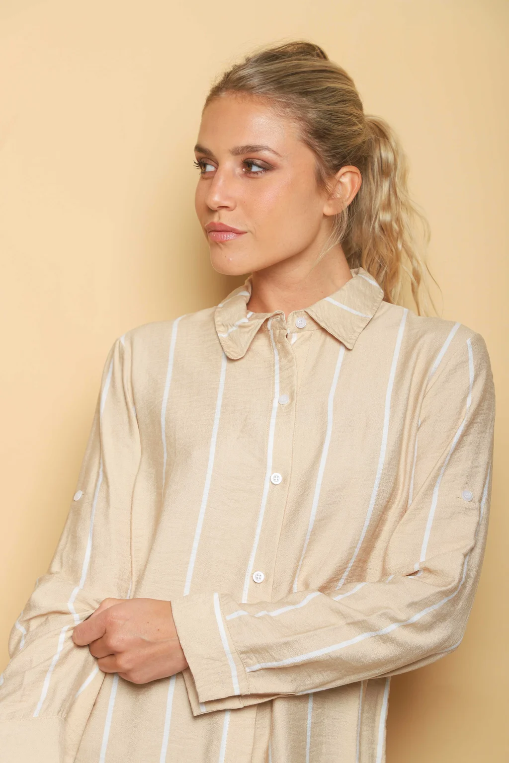 Camisa Freda Crepe Raya Intercalada