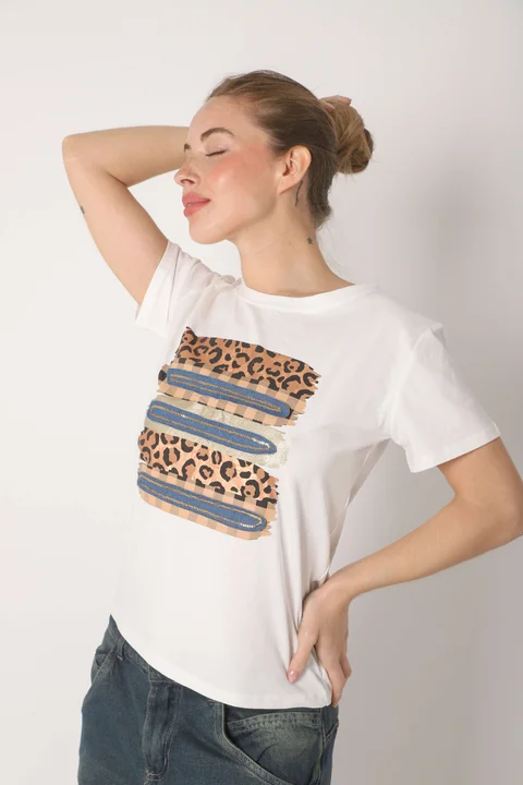 Remera MAGNOLIA PRINT c/ Mini Lentejuelas  GU5145