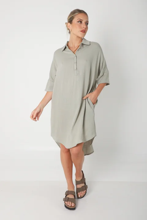 Vestido KAISER de Lino c/ Botones GU0333