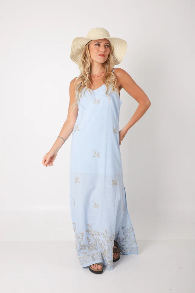 Vestido VOILA Lino bordado GUK70142-2