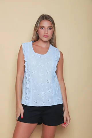 Blusa MUISY Broderie c/Volado GUK70222 - Vista 1