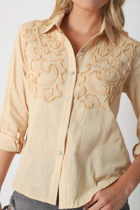 Camisa SARA Lino c/ Botones Strass GUK70144