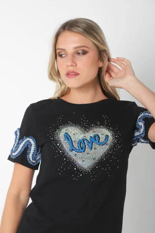 Remera BLUE LOVE STRASS GU7490 - Vista 1