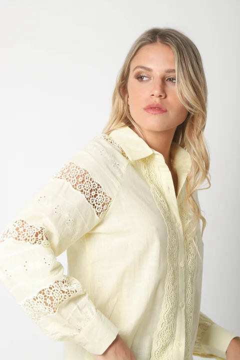 Camisa LAFINUR Lino y Broderie GUL70183