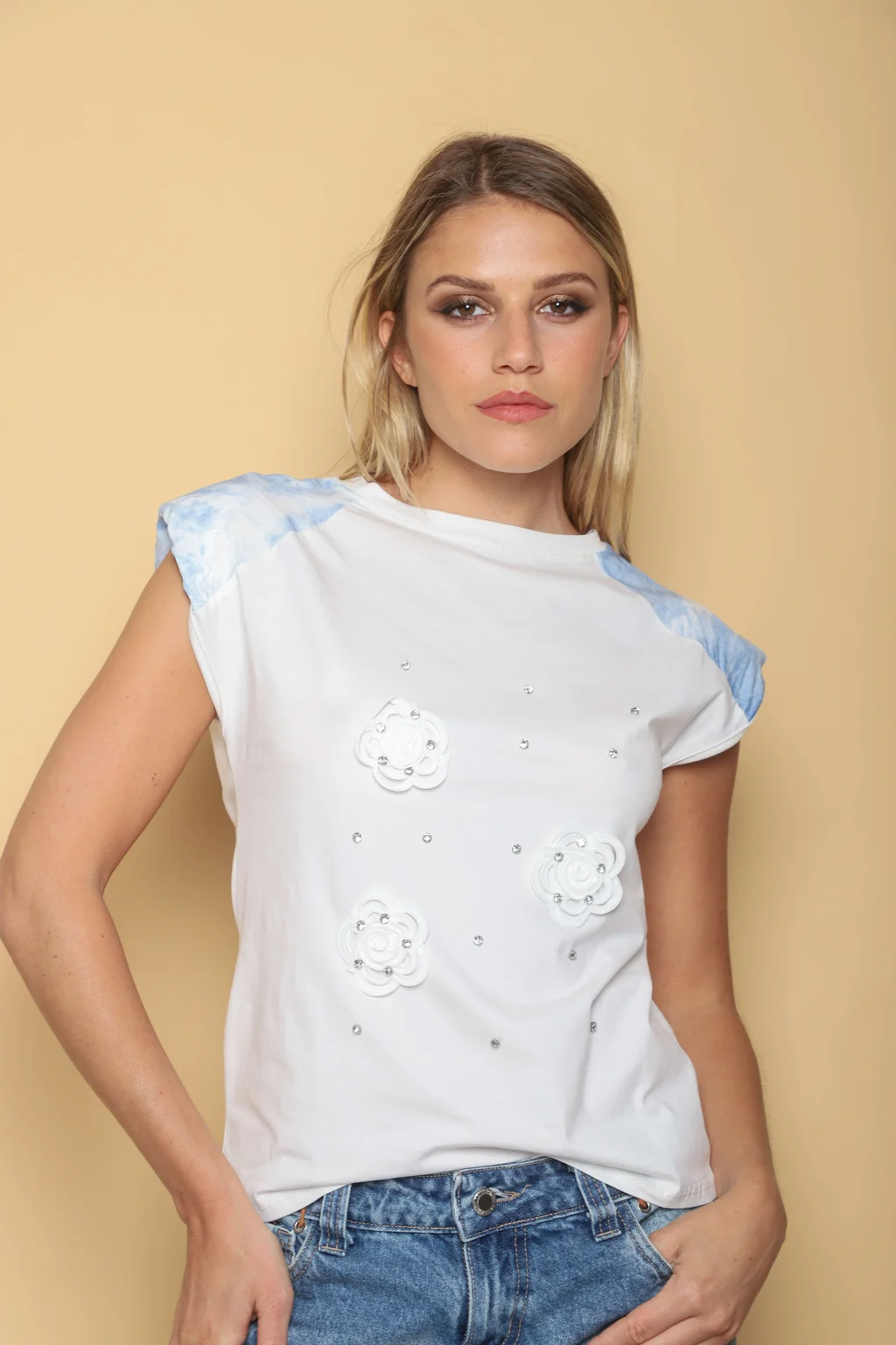 Musculosa BARI C/Hombreras y Piedras GUC43-2