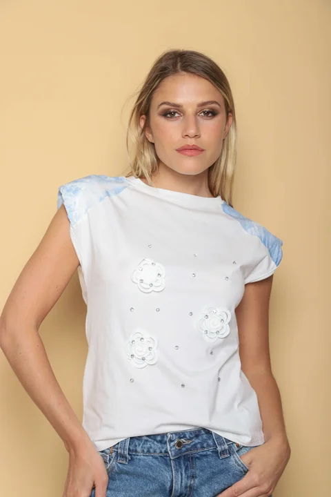 Musculosa BARI C/Hombreras y Piedras GUC43-2