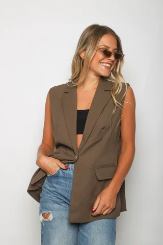 Chaleco LARGO ZEK Sastrero Forrado con Boton Brillo GUP33022 - Vista 3