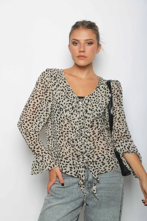 Blusa SOFIA Gasa c/ Volados GU59