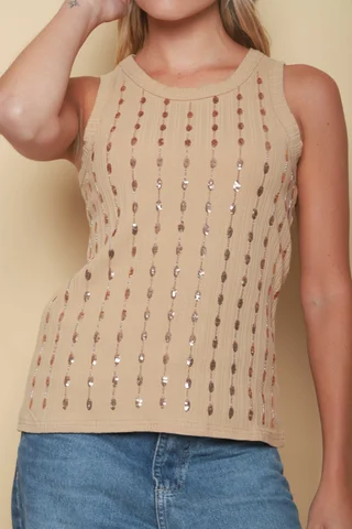 Musculosa BELHER Bordada Lentejuelas GU5215 - Vista 6