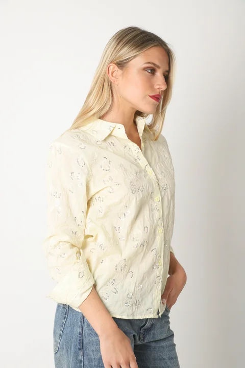 Camisa MISS Flores Bordadas y Lentejuelas GU5195