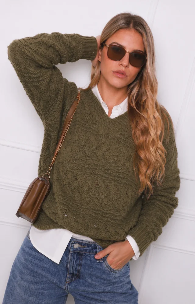 Sweater BABILON Trenzado Escote V GU405837