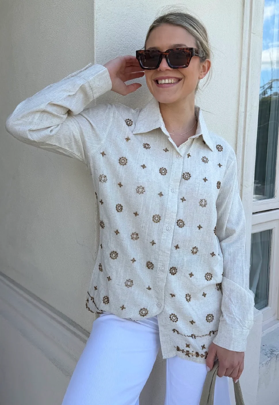 Camisa PUIGARI Lino Bordada GU70238