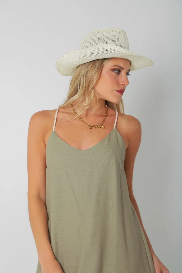 Vestido SARIS Lino Con Cordon y Tajo GU2524