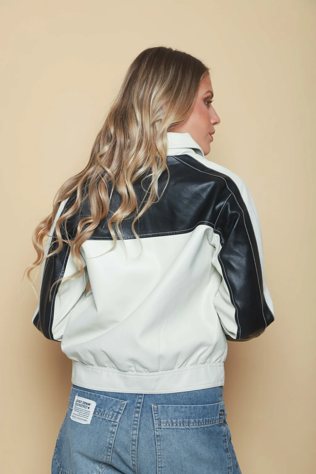 Campera California White Ecocuero Combinada GUK2042