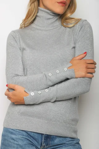 Polera MERIDIAN Lurex con Botones Strass GUL601 - Vista 2