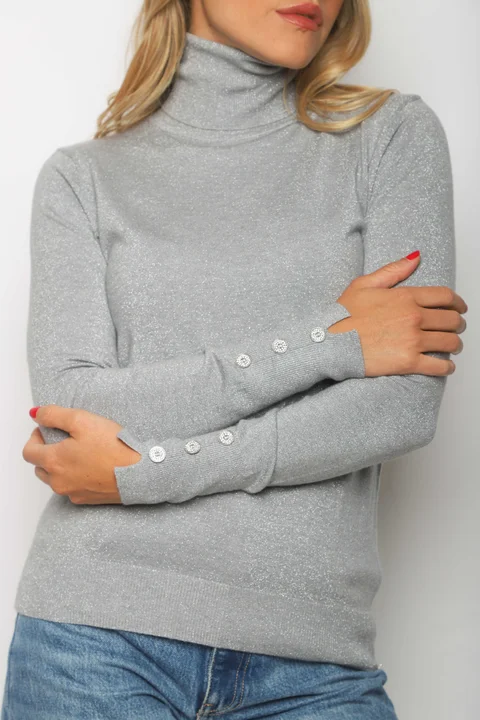 Polera MERIDIAN Lurex con Botones Strass GUL601