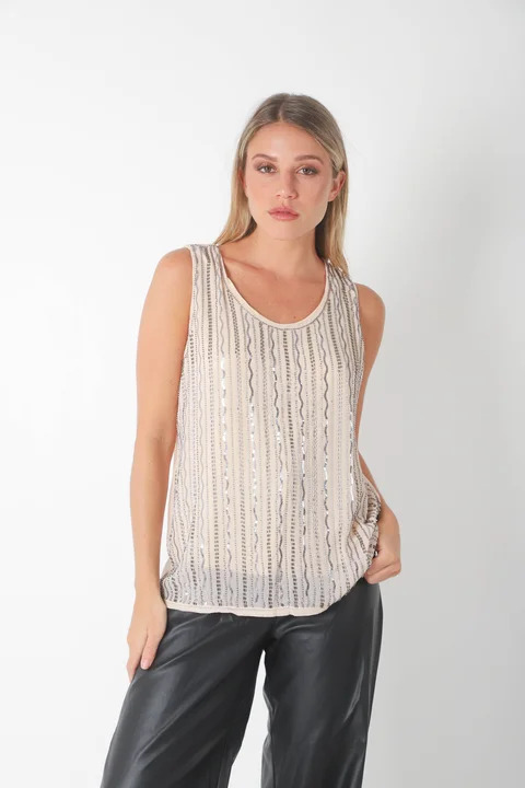 Musculosa SAREE Forrada con Lentejuelas GU70129