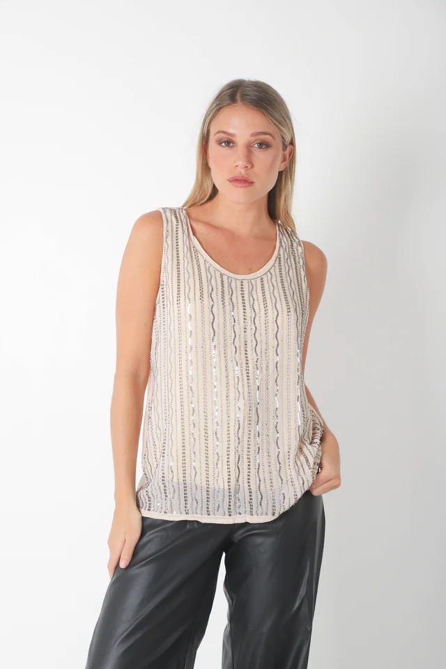 Musculosa SAREE Forrada con Lentejuelas GU70129