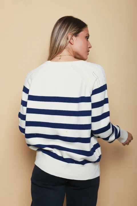 Sweater GINETTE Rayado c/aplique GUL848  