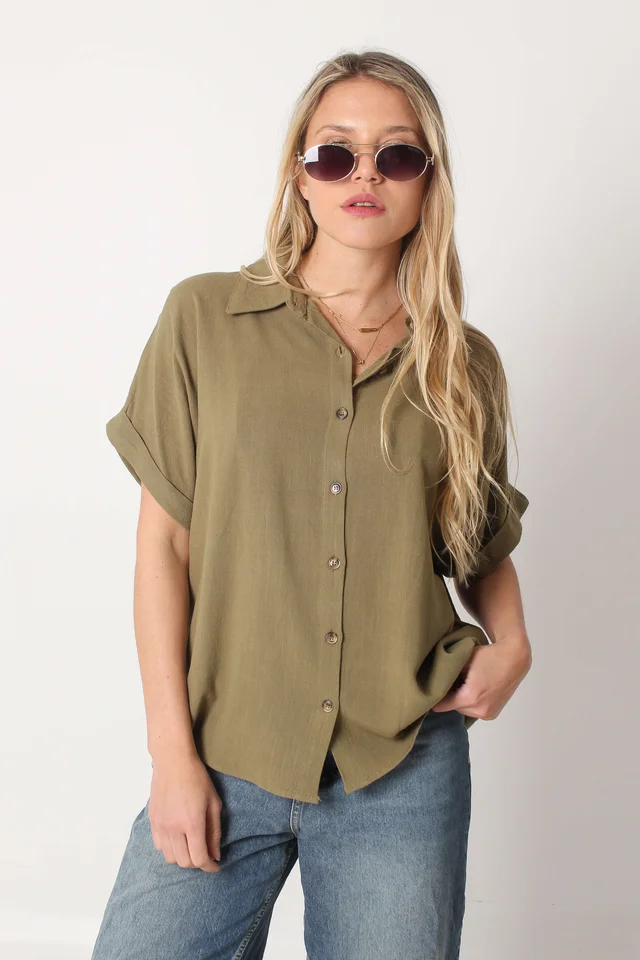 Camisa CANNES Lino Oversize Manga Corta GUC48
