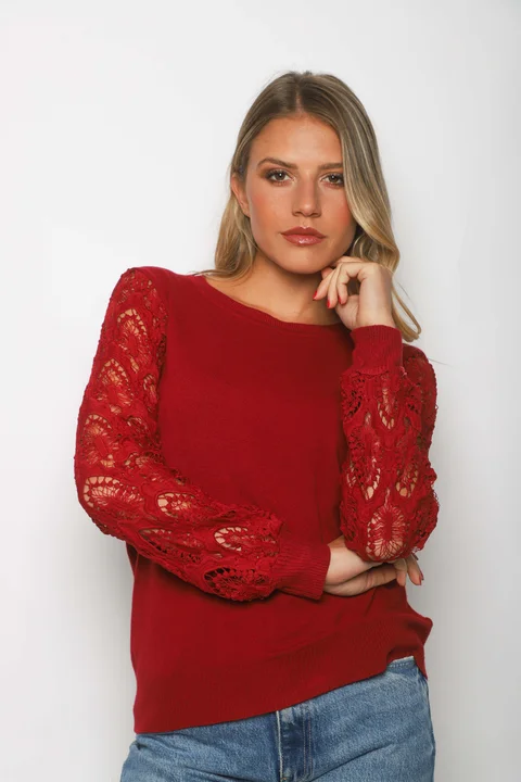 Sweater MELROUSE Bremer c/ Guipiur en mangas GUL600