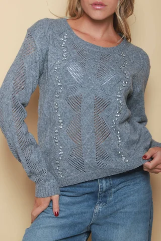 Sweater VALENTINA Tejido con Piedras GUL664 - Vista 6