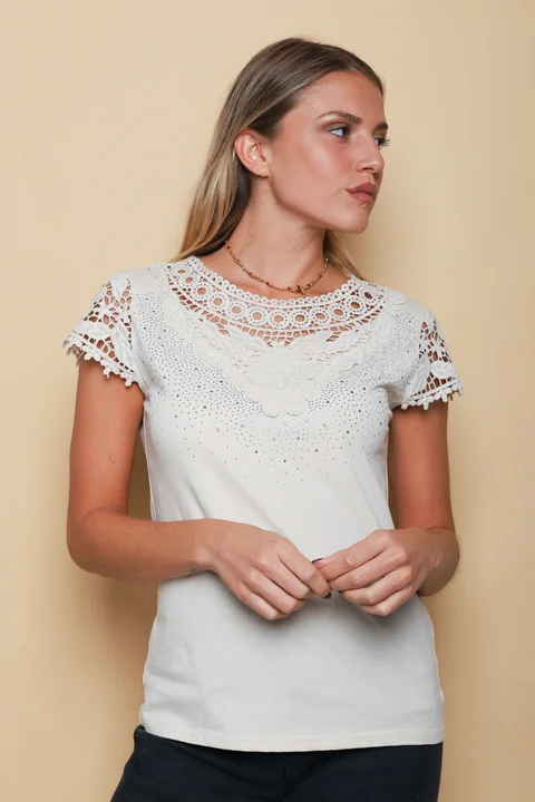 Remera ROYALTY Bordada con Strass GU356341