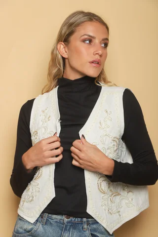 Chaleco LAMA Lino Bordado GU5937 - Vista 5