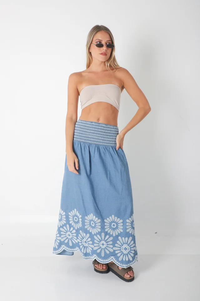 Pollera AMORIM JEAN Bordada GU0557