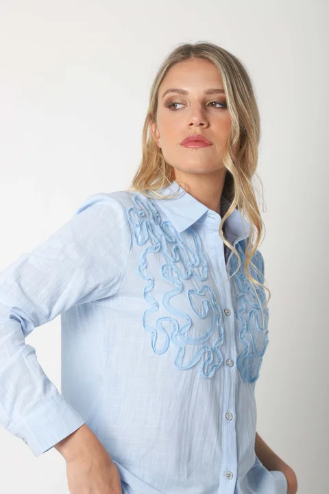 Camisa SARA Lino c/ Botones Strass GUK70144