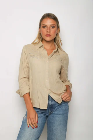 Camisa BANGKOK Lino c/tachas GUP33011 - Vista 3