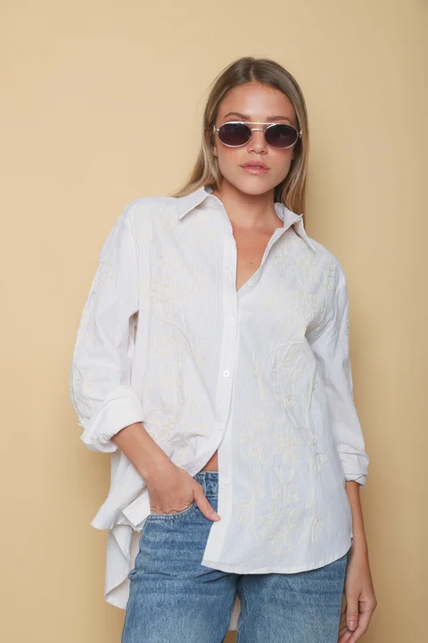 Camisa VOIRE  Rayada Bordada GU0547