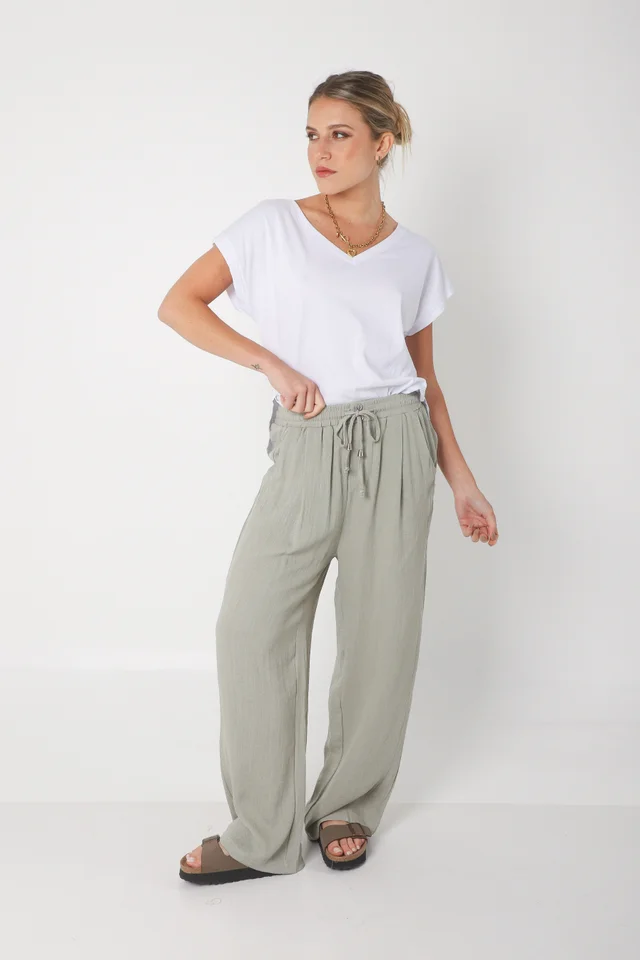 Pantalón MARE de Lino con  Tiras Bolsillos GU0332