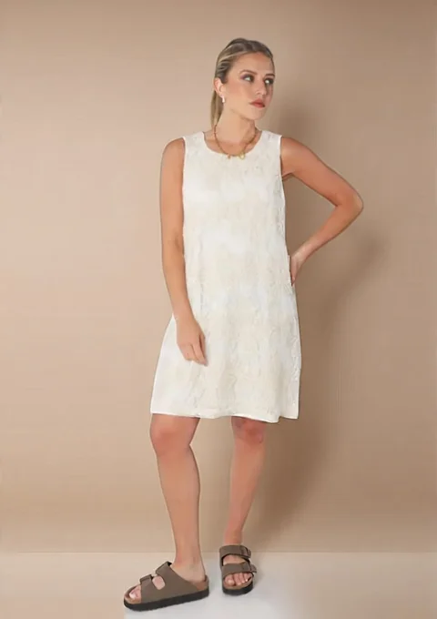 Vestido POCH Encaje con Bordado Crochet GU250110