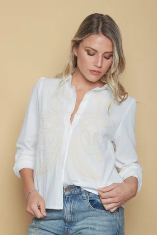 Camisa FARJI Lino c/ Bordado GU0541 - Vista 5