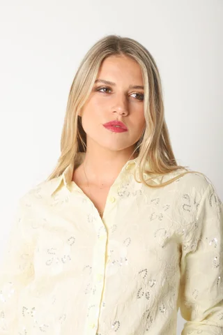 Camisa MISS Flores Bordadas y Lentejuelas GU5195 - Vista 5