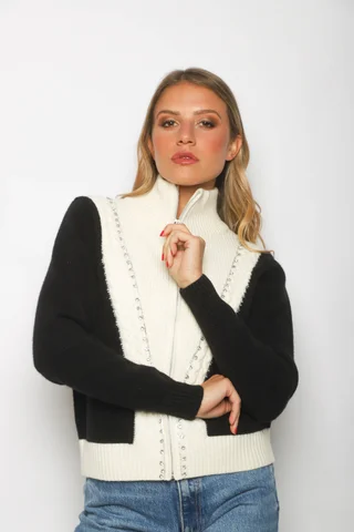 Sweater Saco Ganz con Cierre y Brillos GU122269 - Vista 1