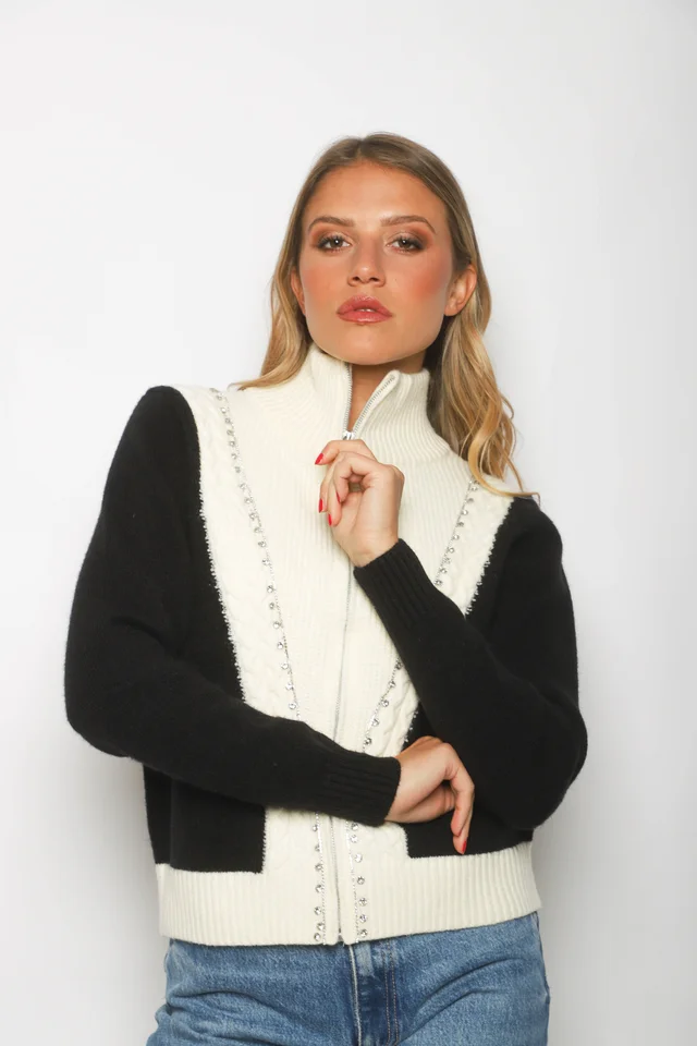 Sweater Saco Ganz con Cierre y Brillos GU122269